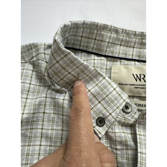 WRK Work Rest Karma Shirt Mens XL Green Blue Reworked Dupplin Button Long Sleeve - Picture 7 of 7